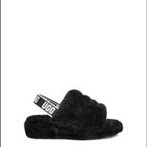 Black Ugg Fluff Yeah Slides